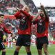 El jugador del Real Mallorca Vedat Muriqi (c), celebra su gol contra el Rayo Vallecano, durante el partido de la jornada 31 de LaLiga EA Sports entre el Real Mallorca y el Rayo Vallecano, este domingo en el Estadi Mallorca Son Moix.- EFE/ Cati Cladera