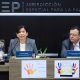 La magistrada de la Sala de Reconocimiento de Verdad y Responsabilidad de la Jurisdicción Especial para la Paz (JEP), Lily Rueda Guzmán (i), habla durante una rueda de prensa este martes, en Bogotá (Colombia). EFE/ Carlos Ortega