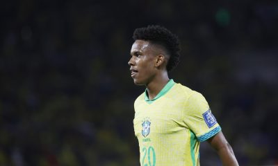 Estêvão celebra un gol con Brasil en un partido por las eliminatorias a la Copa Mundial 2026 entre Brasil y Chile en el estadio Maracaná en Río de Janeiro (Brasil). EFE/ Antonio Lacerda