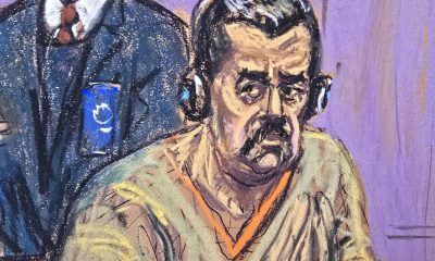 Fotografía de un dibujo realizado por la artista Jane Rosenberg donde aparece el depuesto presidente de Venezuela, Nicolás Maduro, durante su comparecencia ante un tribunal federal en Nueva York (EE.UU.). EFE/ Jane Rosenberg