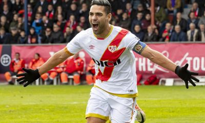Radamel Falcao celebra un gol en su etapa en el Rayo Vallecano. EFE/Marcial Guillén