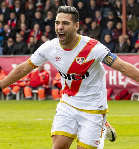 Radamel Falcao celebra un gol en su etapa en el Rayo Vallecano. EFE/Marcial Guillén