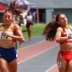 Daniela Castro (i), de Ecuador, e Isabel Ramírez, de Perú, compiten durante la prueba de 400m femenino este miércoles en los IV Juegos Suramericanos de la Juventud Panamá 2026. EFE/ Carlos Lemos