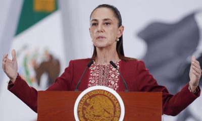La presidenta de México, Claudia Sheinbaum, habla durante una rueda de prensa este martes, en Ciudad de México (México). EFE/ Isaac Esquivel