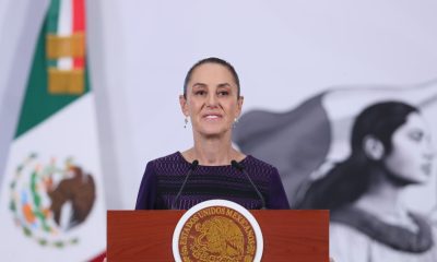 La presidenta de México, Claudia Sheinbaum, habla durante una rueda de prensa este viernes, en Palacio Nacional de la Ciudad de México (México). EFE/Mario Guzmán