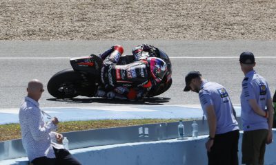 El piloto australiano Senna Agius, ganador de la carrera de Moto2 del Gran Premio de España de Motociclismo de 2026 celebrado en el circuito de Jerez-Angel Nieto en Jerez de la Frontera. EFE/José Manuel Vidal