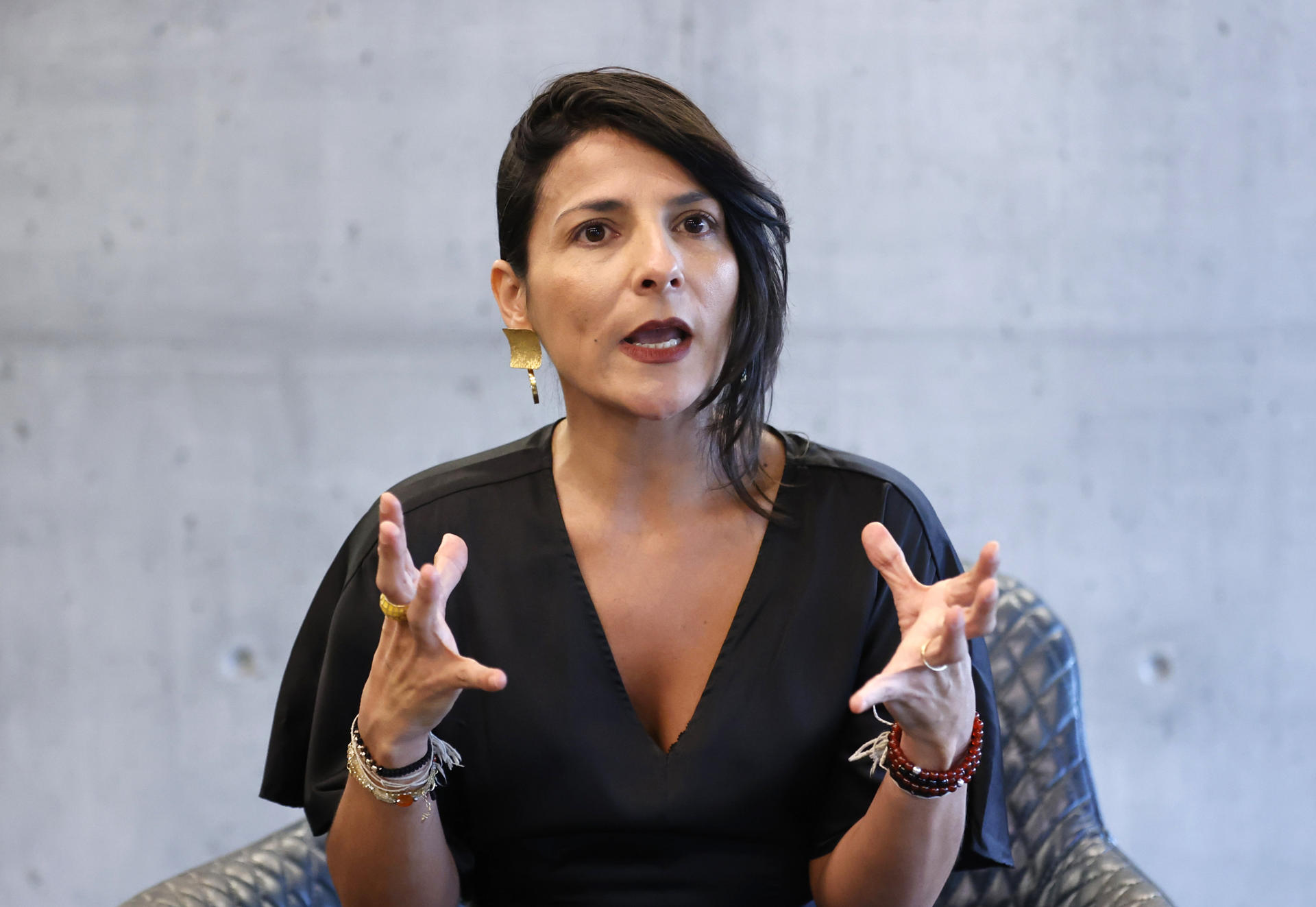 La ministra de Ambiente de Colombia, Irene Vélez, habla durante una entrevista con EFE este miércoles, en Bogotá (Colombia). EFE/ Mauricio Dueñas Castañeda