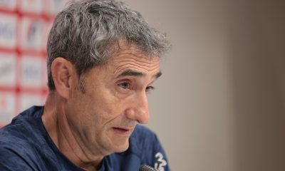 El entrenador del Athletic Club de Bilbao, Ernesto Valverde, este viernes en rueda de prensa, previa al partido de mañana frente al Atlético de Madrid en el Metropolitano. EFE/Luis Tejido