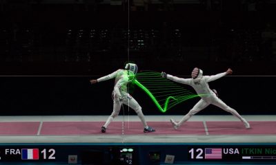 Fotografía de la Fencing World Cup 2019. Con 24 cámaras para captar todos los movimientos de los atletas y un modelo IA especializado en rastrear la punta de la espada, el proyecto japonés 'Esgrima visualizada' busca iluminar la complejidad de un deporte que no suele gozar de la mayor visibilidad en el escenario mundial. EFE/Cedido por Fencing Visualized Project 2013 In collaboration with Dentsu Lab Tokyo. SOLO USO EDITORIAL NO VENTAS