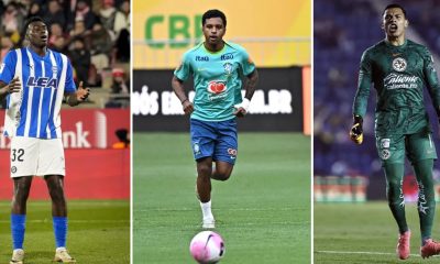 Combo fotográfico de los futbolistas, de izquierda a derecha: el español Samu Omorodion, el brasileño Rodrygo y el mexicano Luis Malagón. EFE/Archivo