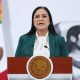 Fotografía de archivo de la ex titular de la Secretaría de Bienestar, Ariadna Montiel, durante una conferencia de prensa en Palacio Nacional de la Ciudad de México (México). EFE/Mario Guzmán