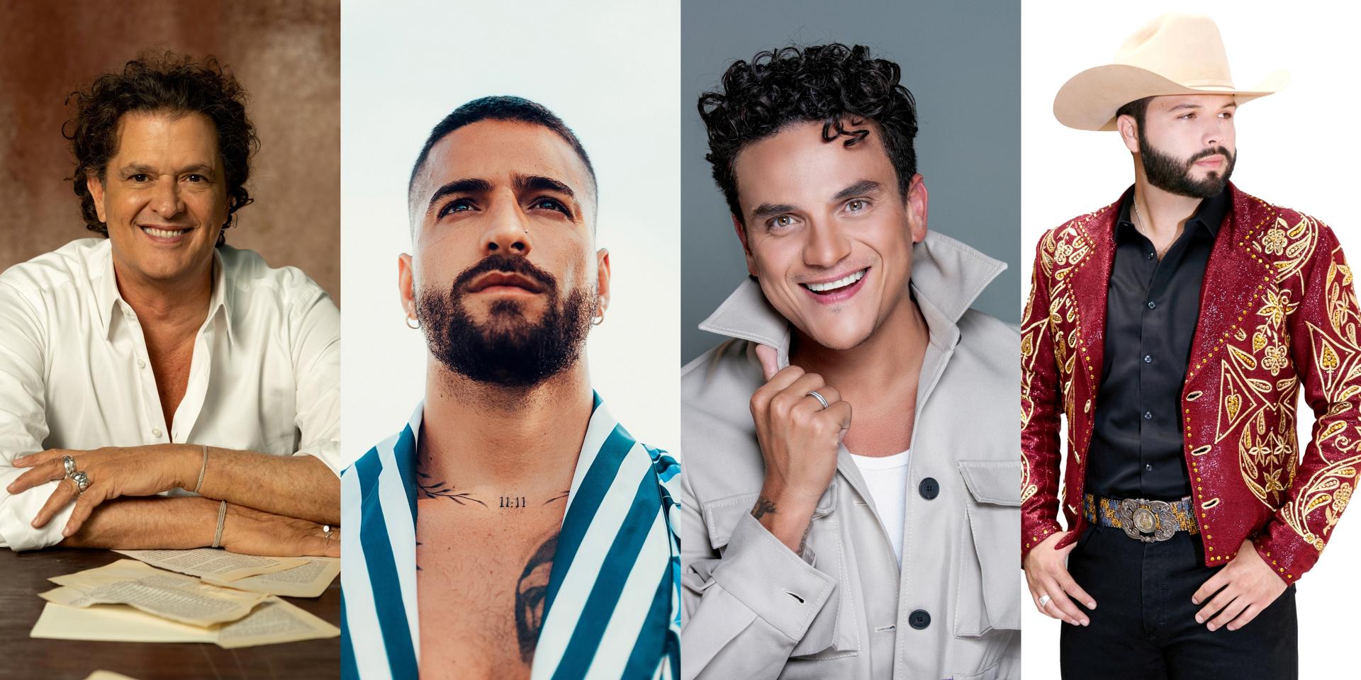 Combo de fotografías cedidas donde aparecen los cantantes los colombianos Carlos Vives (i), Maluma (2-i), y Silvestre Dangond (2-d) y el mexicano Leonardo Aguilar. EFE/ Productoras /SOLO USO EDITORIAL/NO VENTAS/SOLO DISPONIBLE PARA ILUSTRAR LA NOTICIA QUE ACOMPAÑA (CRÉDITO OBLIGATORIO)