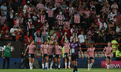 Jugadoras del Guadalajara festejan un gol de Alicia Cervantes. Imagen de archivo. EFE/David Martínez Pelcastre