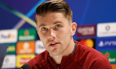 El jugador sueco del Arsenal Viktor Gyokeres atiende a los medios en la rueda de prensa previa a la vuelta de semifiales de la Liga de Campeones que se juega este martes en Londres. EFE/EPA/DAVID CLIFF
