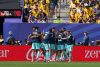 Jugadores de Alemania celebran un gol de Leroy Sane en un partido del grupo E del Mundial de la FIFA 2026. EFE/ Ángel Colmenares
