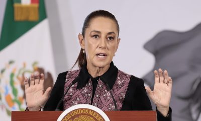 La presidenta de México, Claudia Sheinbaum, habla durante una rueda de prensa este martes, en el Palacio Nacional de Ciudad de México (México). EFE/José Méndez