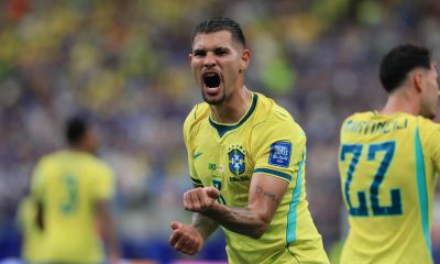 El brasileño Bruno Guimarães durante el partido de los dieciseisavos de final del Mundial 2026 ante Japón, en el estadio NRG de Houston. EFE/Carlos Ramírez