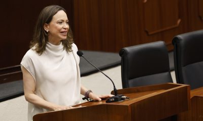 La líder opositora venezolana y premio nobel de la paz María Corina Machado. Imagen de archivo. EFE/ Bienvenido Velasco