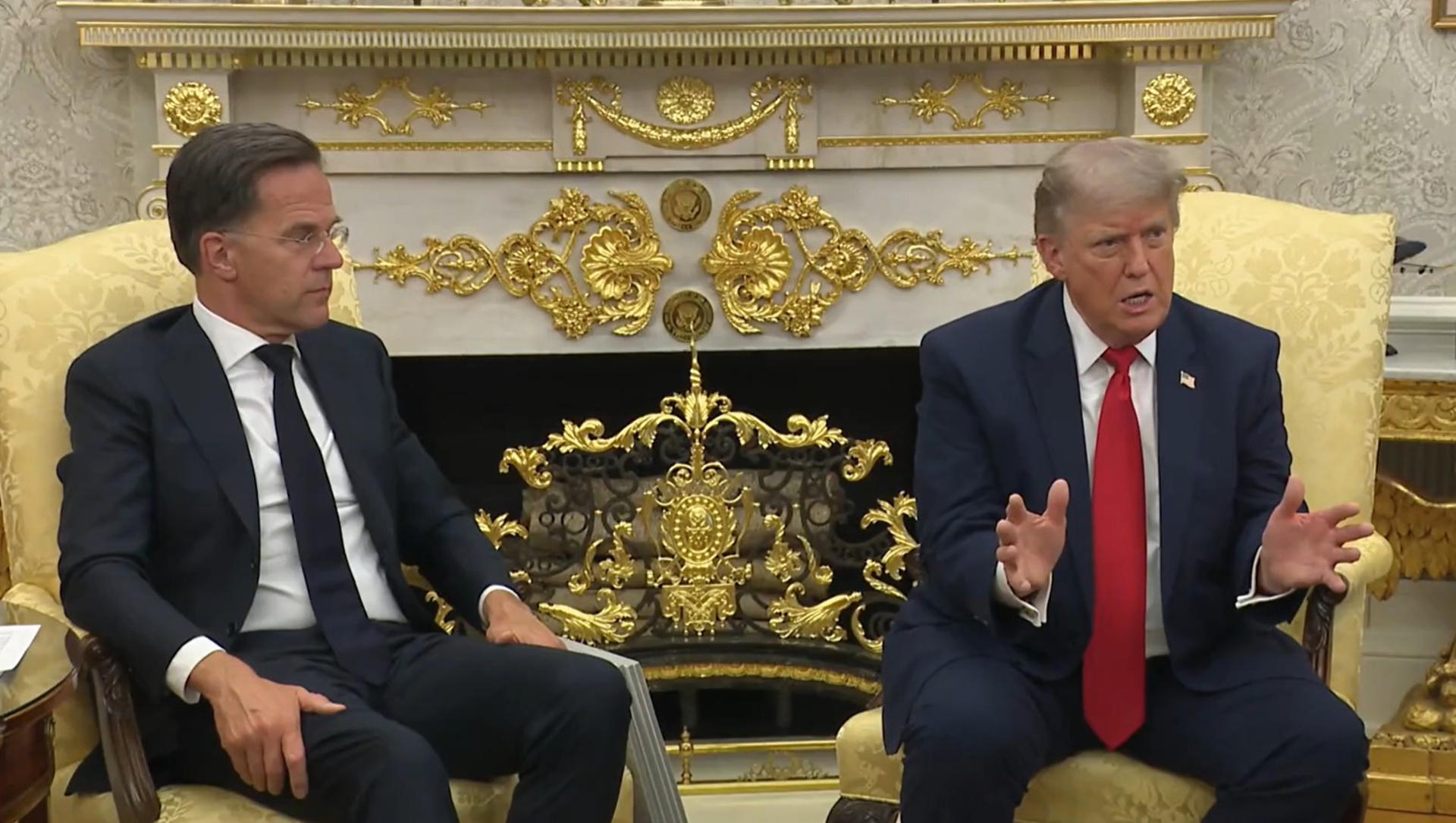 Captura de video de una transmisión de La Casa Blanca del presidente de EE.UU., Donald Trump, en una rueda de prensa junto al secretario general de la OTAN, Mark Rutte, este miércoles, en Washington (EE.UU.). EFE/ La Casa Blanca /SOLO USO EDITORIAL/ SOLO DISPONIBLE PARA ILUSTRAR LA NOTICIA QUE ACOMPAÑA (CRÉDITO OBLIGATORIO)