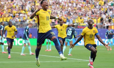 Gonzalo Plata de Ecuador celebra un gol en un partido del grupo E del Mundial de la FIFA 2026. EFE/ Sebastiao Moreira