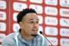 El suizo Noah Okafor habla durante una rueda de prensa de la selección nacional de fútbol de Suiza en el SDJA en San Diego, California, EE.UU. EFE/EPA/PETER KLAUNZER
