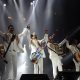 Los integrantes de la agrupación mexicana 'Los Tigres del Norte', Luis Hernández (i), Hernán Hernández (2-i), Jorge Hernández (2-d) y Eduardo Hernández fueron captados este 27 de junio, durante un concierto en el Estadio GNP, en Ciudad de México (México). EFE/José Méndez