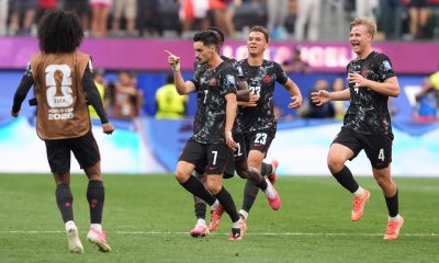 Jugadores de Canadá celebran un gol en un partido por los dieciseisavos de final del Mundial de la FIFA 2026. EFE/ Omar Alonso