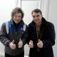 Fotografía tomada de la cuenta en X @OPRArgentina de la Oficina del Presidente de Argentina de su mandatario, Javier Milei (i), junto al senador ultraderechista brasileño Flávio Bolsonaro durante una reunión en Buenos Aires (Argentina). EFE/ @OPRArgentina