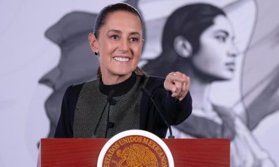 Fotografía cedida por la Presidencia de México de su mandataria Claudia Sheinbaum, hablando en una rueda de prensa este martes en el Palacio Nacional de Ciudad de México (México). EFE/ Presidencia de México /SOLO USO EDITORIAL/NO VENTAS/SOLO DISPONIBLE RAPA ILUSTRAR LA NOTICIA QUE ACOMPAÑA (CRÉDITO OBLIGATORIO)