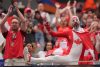Los aficionados de Canadá animan antes del partido de octavos de final de la Copa Mundial de la FIFA 2026. EFE/EPA/SCOTT STRAZZANTE
