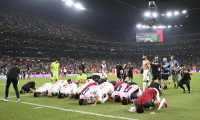 Jugadores de Marruecos reaccionan este lunes en un partido de los dieciseisavos de final del Mundial de la FIFA 2026 ante Países Bajos. EFE/ Miguel Sierra