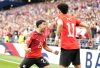 Mahmoud Saber (i), de Egipto, celebra tras marcar el primer gol durante el partido de la fase de grupos de la Copa Mundial de la FIFA 2026 entre Egipto e Irán en Seattle (EE.UU.). EFE/STEPHEN BRASHEAR
