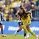 Scarlett Camberos de América celebra un gol en un partido celebrado en el estadio Ciudad de los Deportes en Ciudad de México (México). EFE/ Alex Cruz