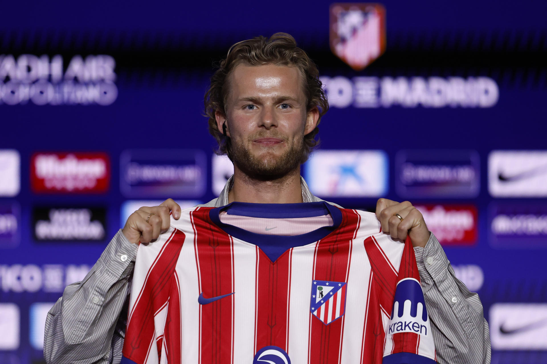 Hjulmand, durante su presentación como nuevo jugador Atlético de Madrid. EFE/ Chema Moya