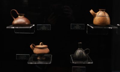 Fotografía que muestra vasijas prehispánicas en el Museo Nacional de Arqueología este jueves, en La Paz (Bolivia). EFE/ Luis Gandarillas