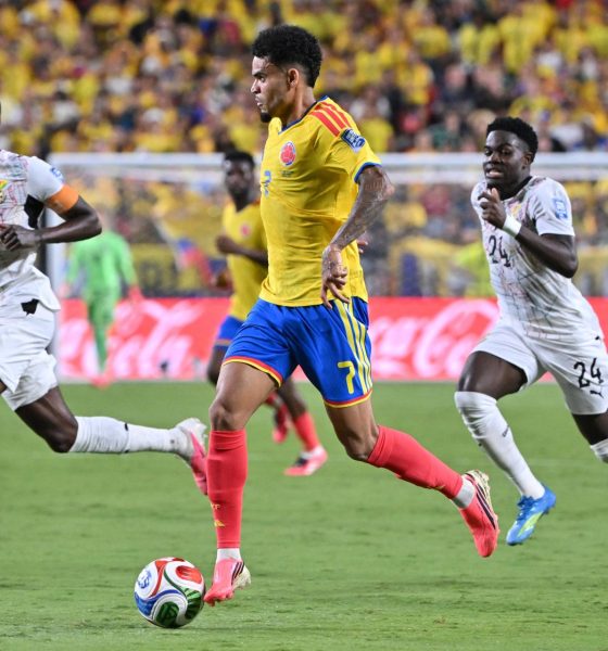 Luis Díaz, de Colombia, en acción durante el partido ante Ghana en Kansas City. EFE/EPA/AMY KONTRAS