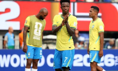 Vinícius Júnior, este domingo, durante el partido de octavos de final del Mundial de la FIFA 2026, disputado contra Noruega en el estadio MetLife en Nueva Jersey (Estados Unidos). EFE/ Octavio Guzman