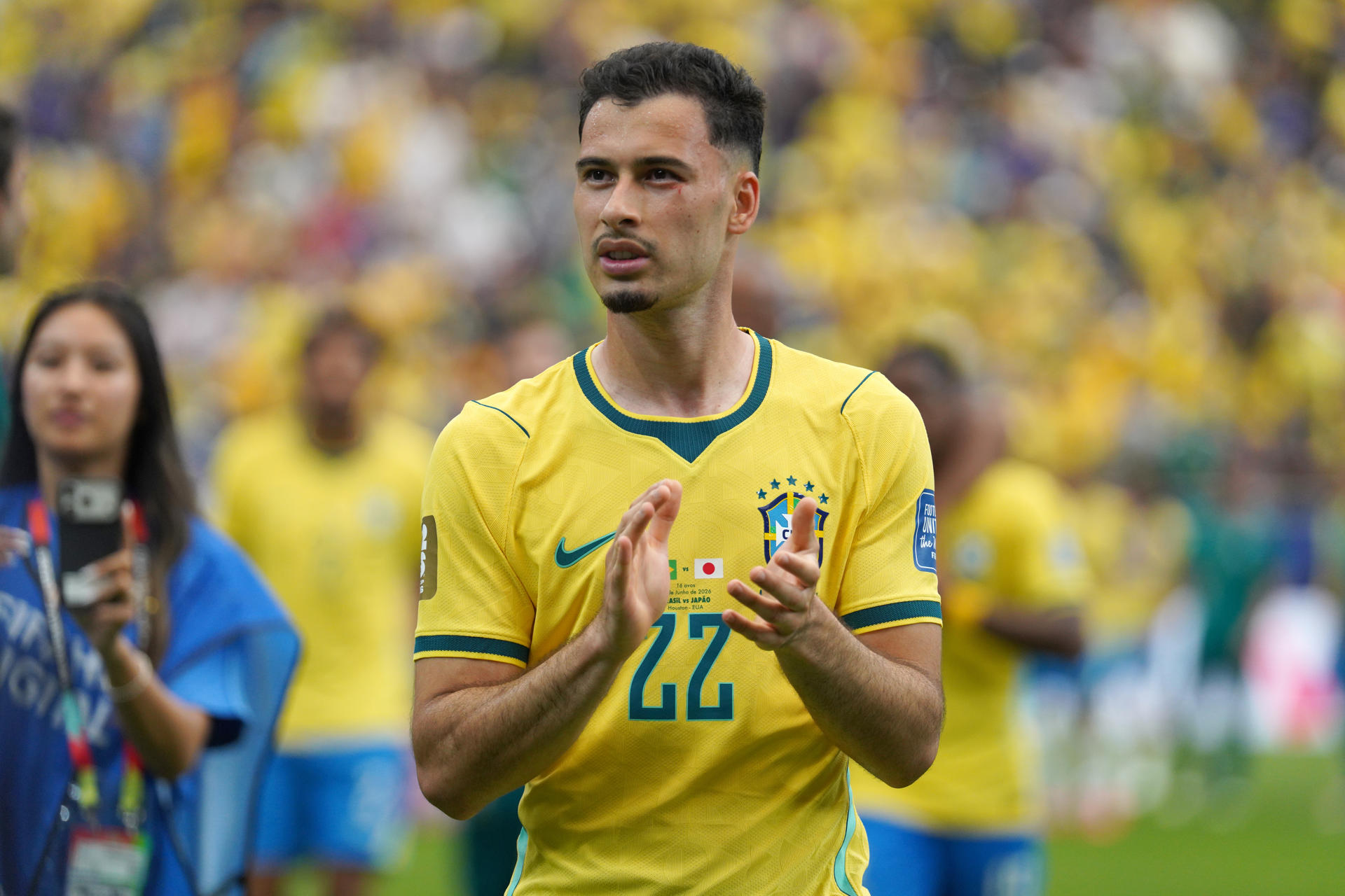 Gabriel Martinelli será titular en Brasil en el partido ante Noruega del Mundial 2026. EFE/Kenneth Fernández
