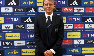 Roma (Italia), 29/07/2026.- El nuevo seleccionador italiano, Roberto Mancini, que expuso este miércoles su intención de llevar a la 'Azzurra' al lugar "que merece", en el acto de su presentación. EFE/EPA/FABIO CIMAGLIA