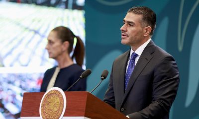 El secretario de Seguridad y Protección Ciudadana de México, Omar García Harfuch, habla durante una rueda de prensa este miércoles en las instalaciones del Centro de Control, Comando, Comunicación, Cómputo y Calidad de la ciudad de Toluca (México). EFE/Felipe Gutiérrez