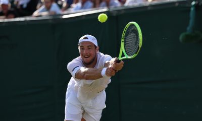 El polaco Hubert Hurkacz en los octavos de final de Wimbledon.EFE/EPA/NEIL HALL