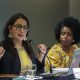 Ana Lorena Delgadillo (L), integrante del Grupo de Trabajo sobre Desapariciones Forzadas o Involuntarias de las Naciones Unidas (GTDFI), habla durante una rueda de prensa en la Ciudad de Guatemala, Guatemala, el 2 de julio de 2026. EFE/ Mariano Macz
