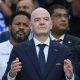 Fotografía del pasado 3 de julio, en la que puede verse al presidente de la FIFA, Gianni Infantino, durante un partido del Mundial de Estados Unidos, México y Canadá. EFE/ Alberto Boal