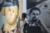 Una persona instala la obra 'Mrs. Rubens #3' del artista Fernando Botero exhibida en Nueva York (EE.UU.). EFE/Ángel Colmenares
