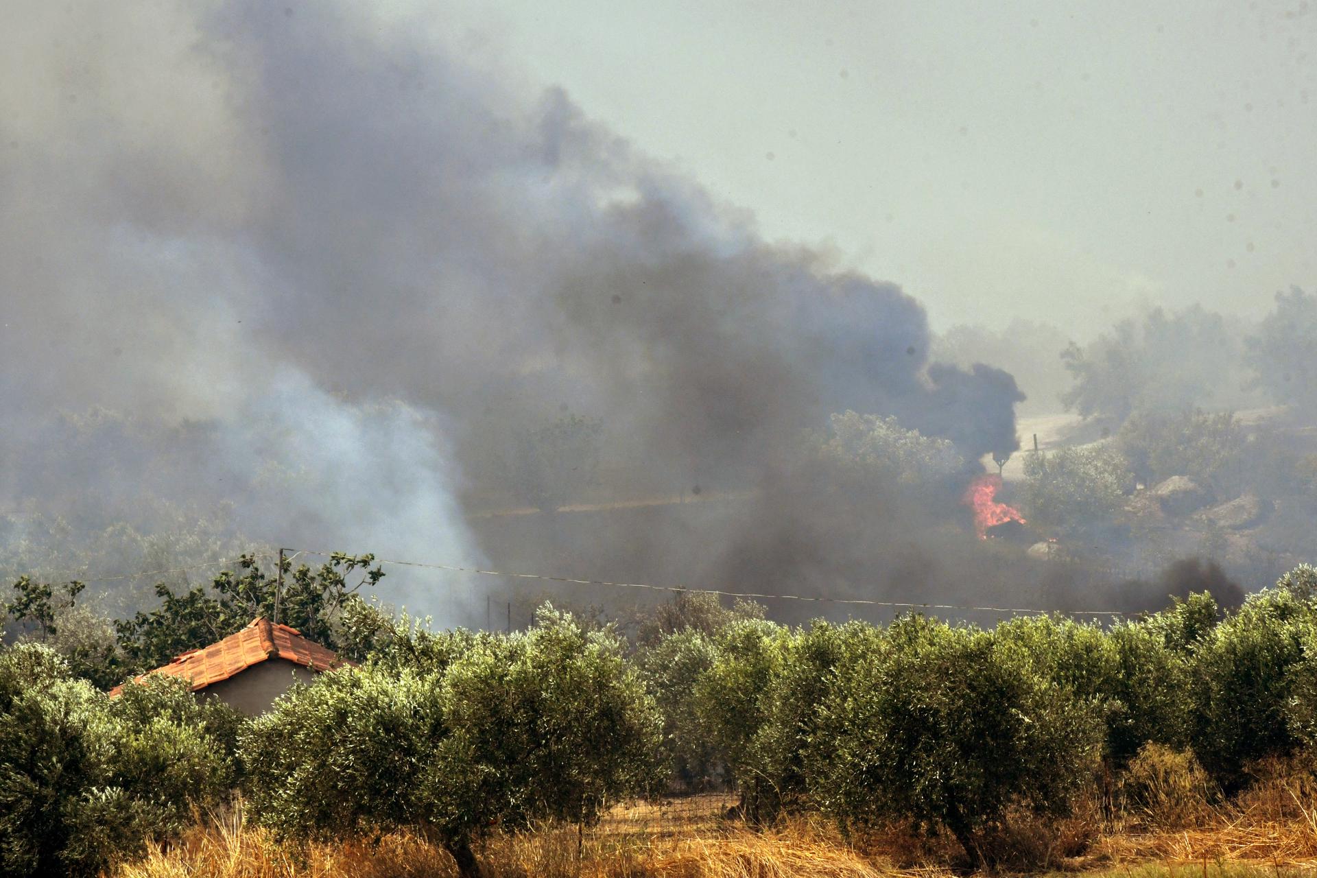Vista del incendio en el área de Fichtia de la Argólida, en la región griega del Peloponeso. EFE/EPA/BOUGIOTIS EVANGELOS