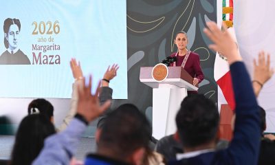 Fotografía cedida por la presidencia de México, de la mandataria mexicana, Claudia Sheinbaum, durante una rueda de prensa en la Ciudad de Morelia, Michoacán (México). EFE/ Presidencia de México /SOLO USO EDITORIAL/ NO VENTAS/ SOLO DISPONIBLE PARA ILUSTRAR LA NOTICIA QUE ACOMPAÑA (CRÉDITO OBLIGATORIO)