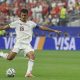 - Rodri Hernández durante un partido con España del Mundial 2026. EFE/ Mariscal