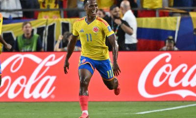 Jhon Arias, de Colombia, celebra el gol del triunfo de su selección sobre Ghana en el partido disputado este viernes, correspondiente a los dieciseisavos de final del Mundial de Estados Unidos, México y Canadá. EFE/ AMY KONTRAS