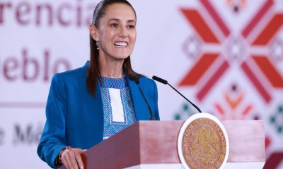 La presidenta de México, Claudia Sheinbaum, habla durante una rueda de prensa en el Palacio Nacional de Ciudad de México (México). EFE/ Mario Guzmán