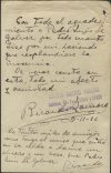 Reverso de la fotografía dedicada por Ricardo Zamora al poeta Pedro Luis de Gálvez el 5 de noviembre de 1936, en agradecimiento por haberle salvado la vida durante los primeros meses de la Guerra Civil. La imagen quedó incorporada al sumario militar instruido contra Gálvez tras el final de la contienda. El viaje que la mantuvo oculta durante casi nueve décadas termina ahora, cuando EFE la publica por primera vez. El texto todavía es legible: "Con todo el agradecimiento a Pedro Luis de Gálvez, por todo cuanto hizo por mí, haciendo que resplandeciese la inocencia. De veras consta en esta todo mi afecto y amistad. De tantos miles de amigos que tengo, el único que entró en la celda a darme un abrazo y un beso fue Pedro Luis de Gálvez. Ricardo Zamora. 5 de noviembre de 1936". EFE/ Ministerio de Defensa. Archivo General e Histórico de Defensa. Fondo de Justicia Militar, sumario 9375, caja 3417, expediente 2. *Sólo uso editorial*
